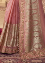 Peachy Pink Banarasi Saree