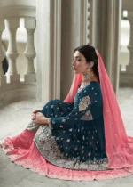 Peacock Blue Anarkali Lehenga Suit