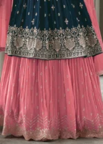 Peacock Blue Anarkali Lehenga Suit