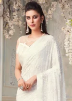 Pearl White Sequins Saree