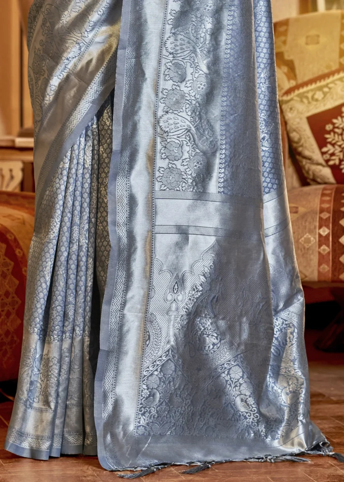 Pewter Gray Kanjivaram Saree