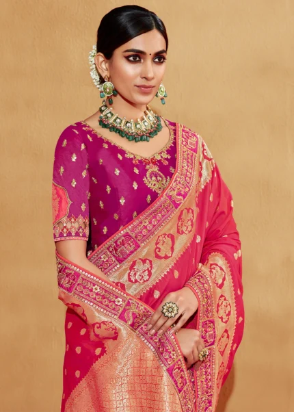 Pink Banarasi Saree