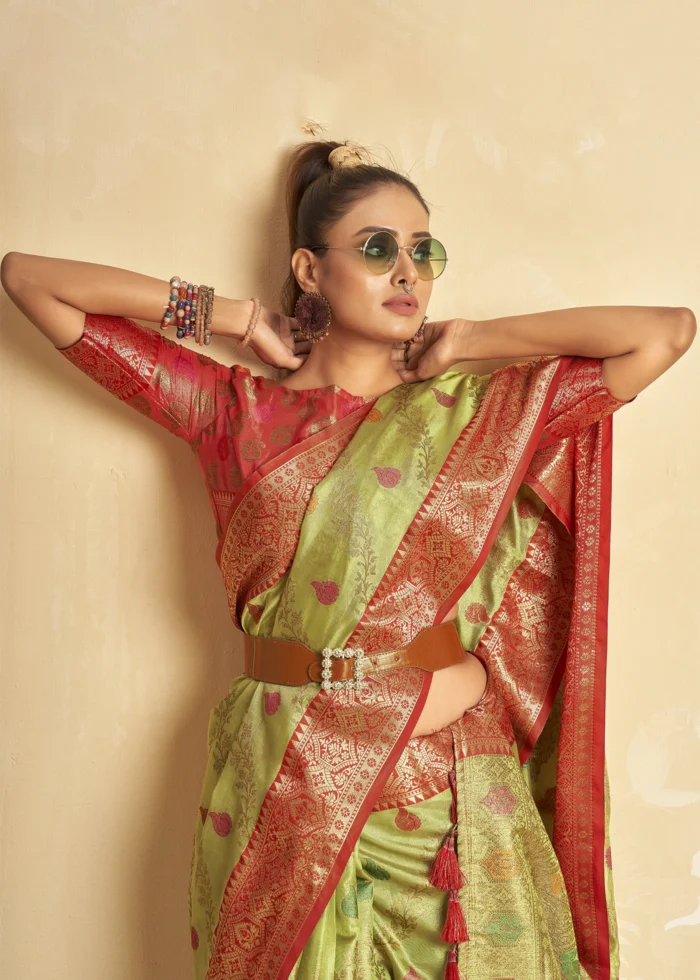 Pista Green Banarasi Silk Saree