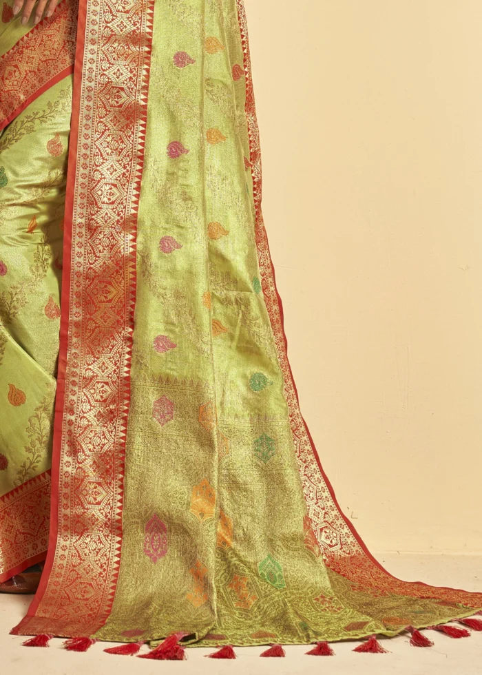 Pista Green Banarasi Silk Saree