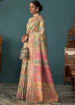 Pista Green Kashmiri Jamawar Saree