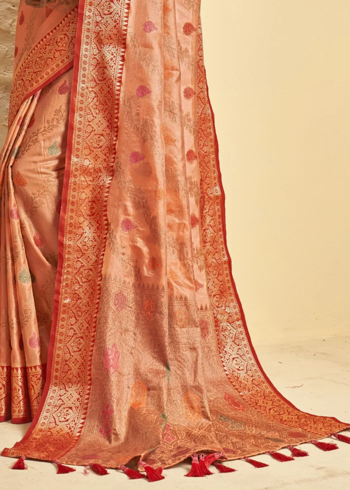 Plum Peach Banarasi Silk Saree