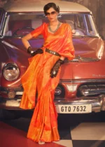 Princeton Orange Banarasi Silk Saree