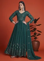 Rama Blue Georgette Anarkali Gown