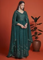 Rama Blue Georgette Anarkali Gown