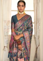 Rama Blue Kashmiri Jamawar Saree