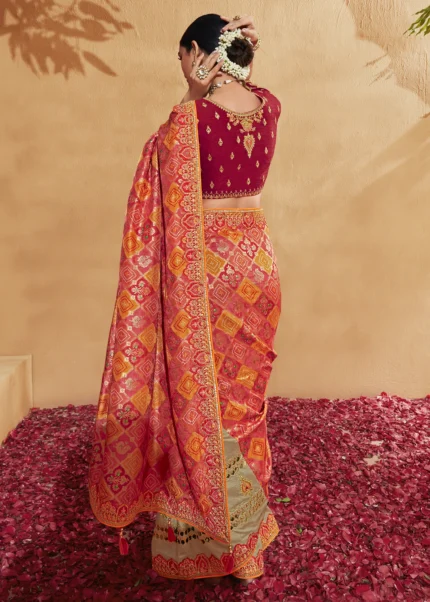 Red & Beige Banarasi Saree