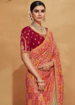 Red & Beige Banarasi Saree