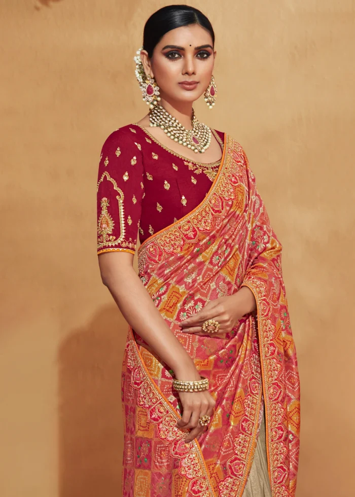 Red & Beige Banarasi Saree