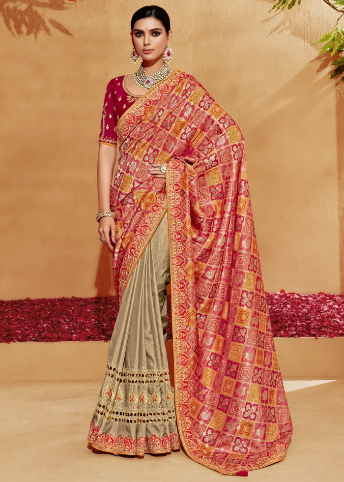 Red & Beige Banarasi Saree