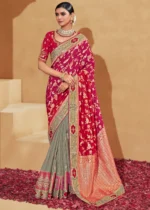 Red & Gray Banarasi Saree