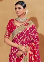 Red & Gray Banarasi Saree