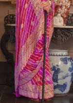 Red & Pink Georgette Silk Saree