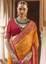 Red & Yellow Georgette Silk Saree