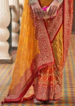 Red & Yellow Georgette Silk Saree