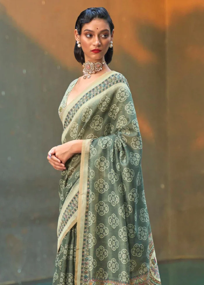 Sage Green Cotton Saree