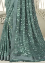 Sea Green Sequins Saree