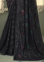 Sparkling Black Georgette Sequins Saree