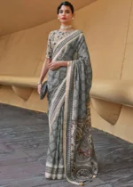 Steel Gray Cotton Saree