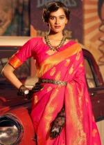 Taffy Pink Banarasi Silk Saree