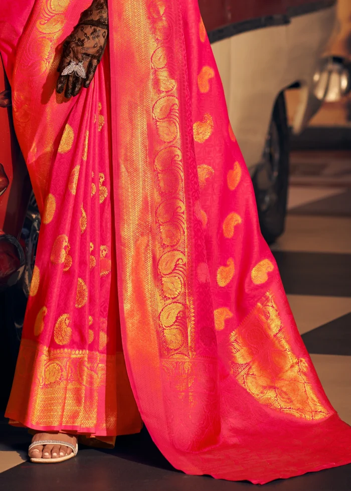 Taffy Pink Banarasi Silk Saree