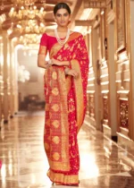 Taffy Pink Chiffon Banarasi Saree