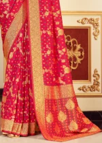 Taffy Pink Chiffon Banarasi Saree