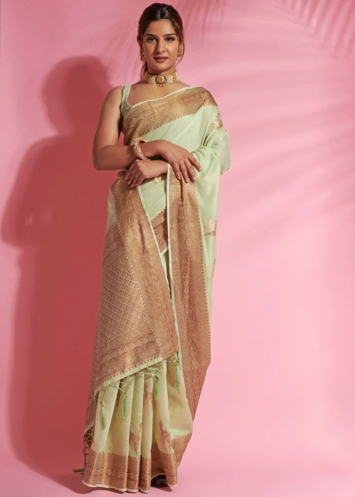 Tea Green Cotton Saree