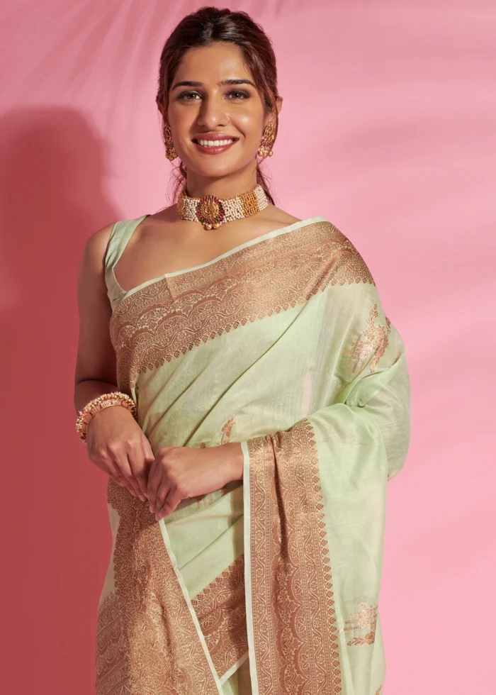 Tea Green Cotton Saree