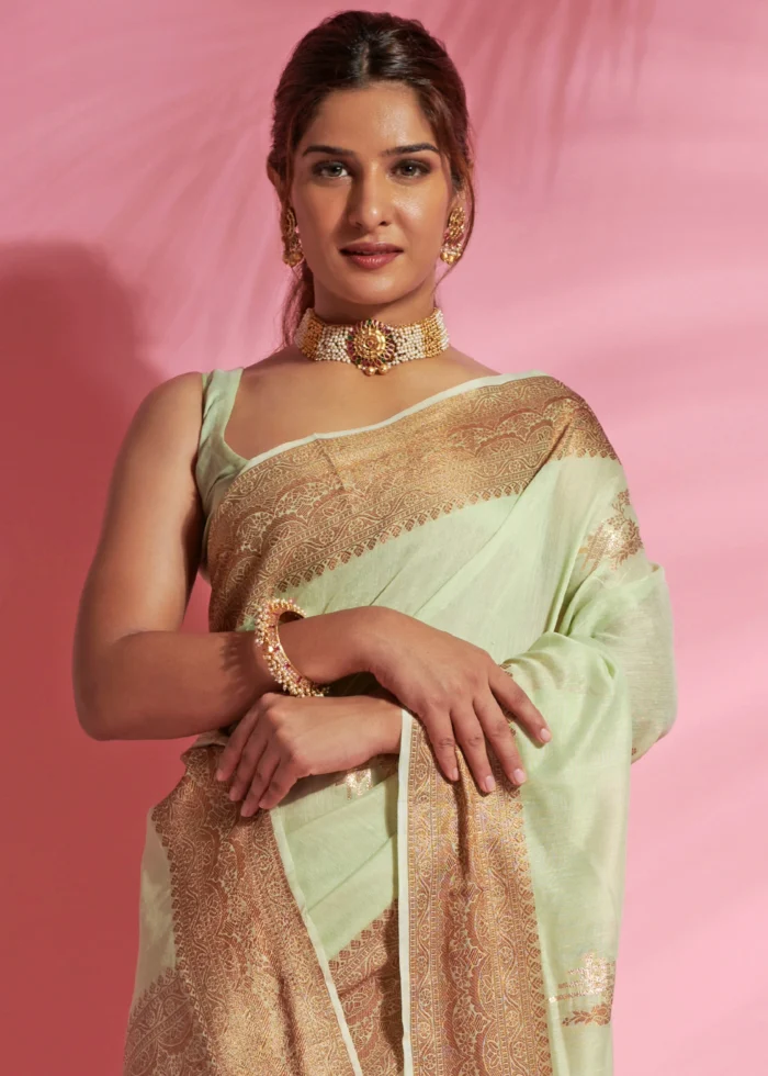 Tea Green Cotton Saree