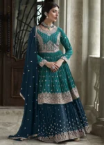 Teal Green Anarkali Lehenga Suit