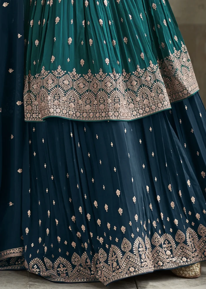 Teal Green Anarkali Lehenga Suit