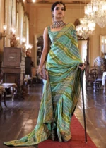 Turquoise Green Georgette Silk Saree