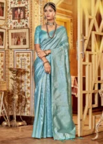 Turquoise Kanjivaram Saree