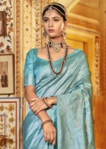 Turquoise Kanjivaram Saree