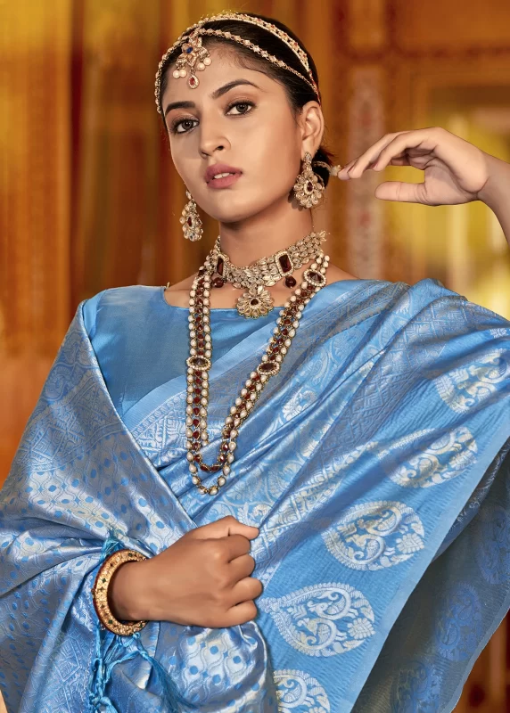 Vivid Blue Kanjivaram Saree