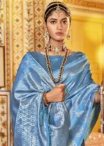 Vivid Blue Kanjivaram Saree