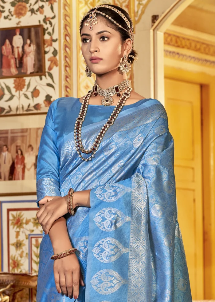 Vivid Blue Kanjivaram Saree