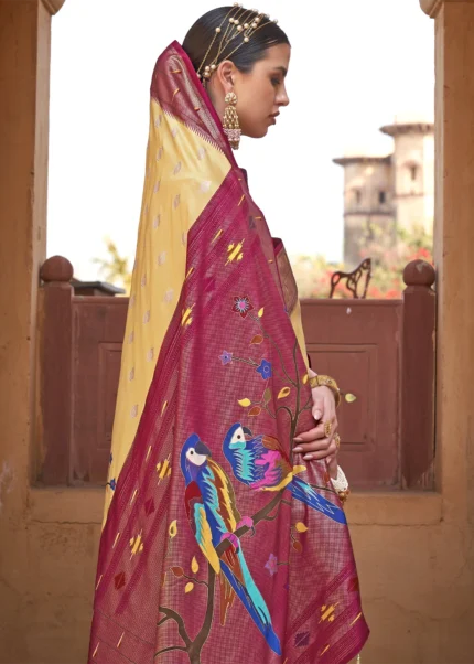 Yellow Paithani Silk Saree