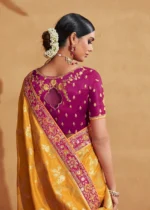 Yellow & Purple Banarasi Saree