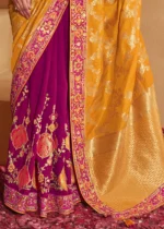 Yellow & Purple Banarasi Saree