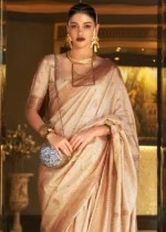 Almond Beige Tussar Silk Saree