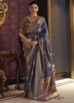 Antique Blue Banarasi Silk Saree