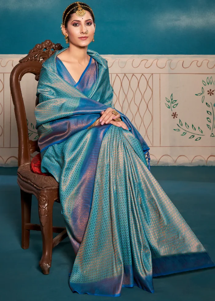 Antique Blue Kanjivaram Saree