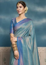 Antique Blue Kanjivaram Saree