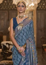 Antique Blue Patola Silk Saree